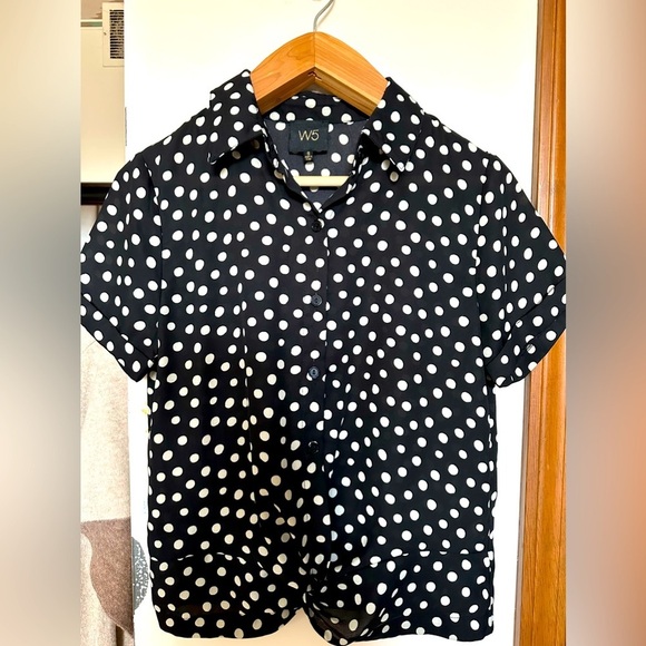 W5 Tops - W5 -Women black - white polka dots blouse